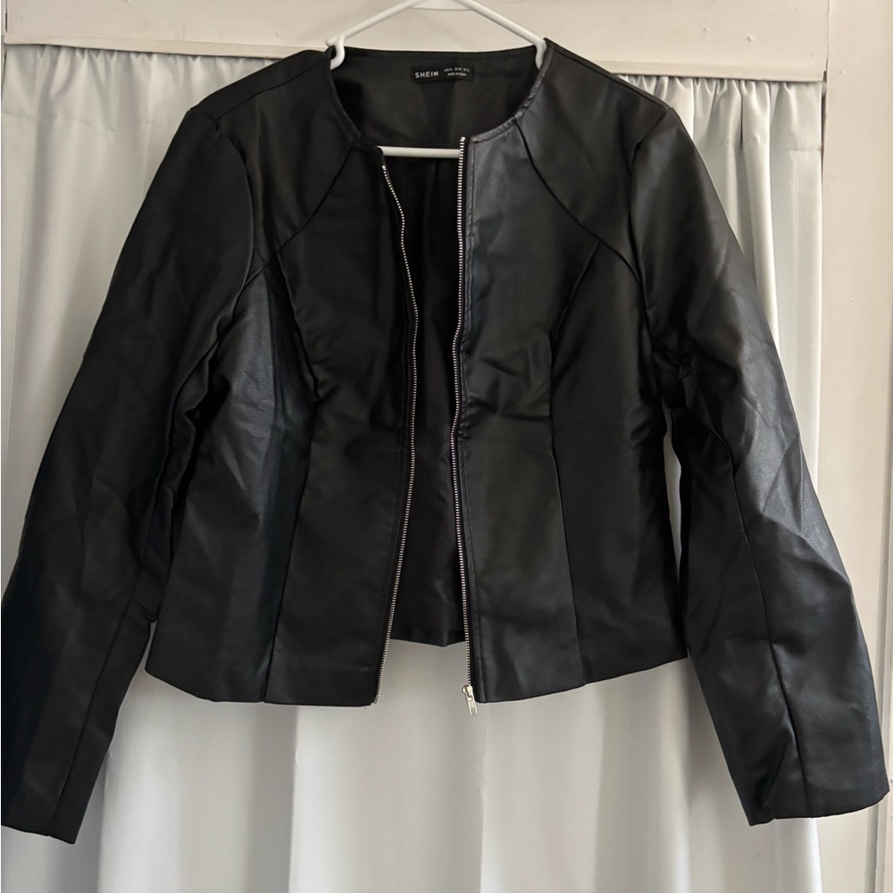 Black Leather Zip Up Jacket
